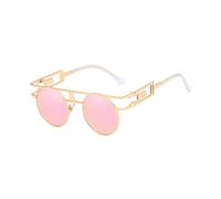 LCHJX Fashion Round Sampunk Men Lunettes de Soleil Femmes Metal Frame Retro Sun Glêmes