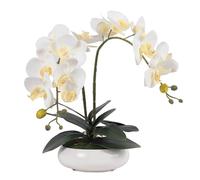 LCHJX Fleurs de phalaenopsis artificielles 14,96 Pouces orchidées en Soie en Vase en Pot Fleur Artificielle pour Table maîtresse de Table Fausse Florale