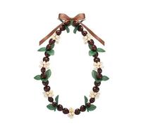 LCHJX Hawaiian Graduation Kukui Nut leis Collier de fleur Ribbon Bow Clit Clôture Réglable Coeur acrylique Perles de coquille pour le lycéen