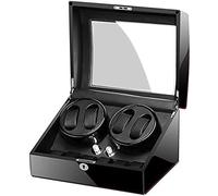 LCHJX Horaire mécanique Shaker Automatique Wather Rangement Afficher Boîte de Montre de Piano Noir Finition en Verre Top en Cuir Motor Silencieux (Couleur Noire, Taille