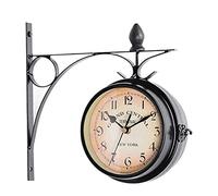 LCHJX Horloges extérieures extérieures étanches, horloges extérieures Double Face pour Le Cintre en métal à Batterie Murale du Jardin