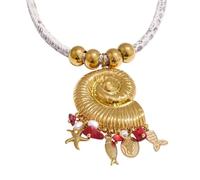 LCHJX Nouveau 2025 Bijoux faits à la main Constatations de métal étoiles de mer étoiles de poisson Pièce Perle Collier Pendre en acier inoxydable Style Océan Fashion Accessoires Trendy