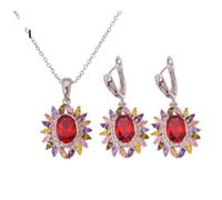 LCHJX Nouveau 2025 Multigem Green Quartz Blue Zircon Kunzite Silver plaqué Femmes Bijoux Collier Pendre Boucles d'oreilles