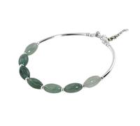 LCHJX Nouveau 2025 ovale Natural Stone Green Jade Pure 925 Bracelets en bracele en argent sterling pour femmes S925 Accessoires de bijoux fins avec pour vous accessoires Crés