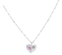 LCHJX Nouveau 2025 Unisex 925 Collier de Coeur Love Silver Silver pour Les Femmes, sa Perle de Texture de Zircon Rose