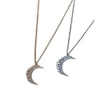 LCHJX Nouveau 2026 Arrivée Unisexe 925 STERLING Silver Pavé Crystal Moon Pendant 14k Placage d'or Collier de chaîne de chaîne