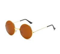 LCHJX Nouvelles Lunettes de Soleil en métal Rondes pour Hommes et Femmes, Lunettes de Soleil Vintage, Verres de Loisirs, UV400