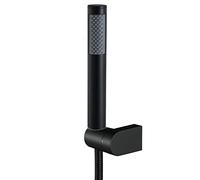 LCHJX Paye de Douche à Main, Pomme de Douche carrée Haute Pression avec Tuyau de Douche de 59 Pouces, Pomme de Douche en Laiton Mural avec Porte-Crochets, Noir (Noir)