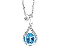 LCHJX Petit collier de pendentifs aquamarine naturels pour les femmes 925 Collier de mariage pour femmes cadeaux