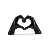LCHJX Petites Statues de Mains en Forme de cœur, Sculpture d'amour Mignonne, décoration d'intérieur pour Salon, Mariage, Bureau, armoires, bibliothèque (Petit Noir)