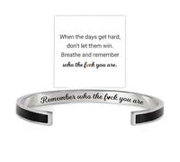 LCHJX Rappelez-Vous Qui Vous êtes Le Bracelet inspirant gravé de Couleur de Motivation Minimaliste Bracelet à Bracelet d'inspiration gravé-18K Gold & Silver plaqué en Acier Inoxydable, ne Laissez