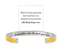 LCHJX Rappelez-Vous Qui Vous êtes Le Bracelet inspirant gravé de Couleur de Motivation Minimaliste Bracelet à Bracelet d'inspiration gravé-18K Gold & Silver plaqué en Acier Inoxydable, ne Laissez