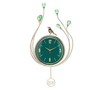 LCHJX Salon de Style européen Clair de Luxe Mural de Luxe Paon Conception de Conception Murale Mur silencieuse Pendulum Mur chronomètre élégant décor de Quartz Horloge Non coche