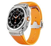 LCHJX Sangle de silicone à extrémité courbe en métal de luxe pour Galaxy Watch 7 Ultra 47mm Sport Band pour Galaxy 7 Ultra 47mm No Gaps Bracelet