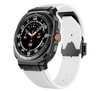 LCHJX Sangle de silicone à extrémité courbe en métal de luxe pour Galaxy Watch 7 Ultra 47mm Sport Band pour Galaxy 7 Ultra 47mm No Gaps Bracelet