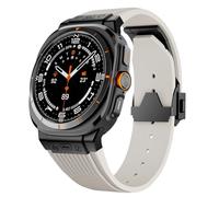 LCHJX Sangle de silicone à extrémité courbe en métal de luxe pour Galaxy Watch 7 Ultra 47mm Sport Band pour Galaxy 7 Ultra 47mm No Gaps Bracelet