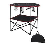 LCHJX Table de camping pliante avec 4 porte-gobelets et sac de transport pour voyage, camping, plage, randonnée, bureau en plein air