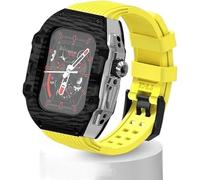 LCHJX Ultra 49 mm Bracelet de montre en caoutchouc fluor + coffret d'observation de carbone Kit de modification en fibre de carbone pour 8 7 6 5 4 SE 45 mm 44 mm, 44MM