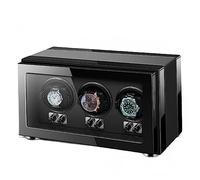 LCHJX Watch Winder for Automatic Watch Boîte en Bois Massif pour 3 Montres automatiques avec des Moteurs calmes pour Les Montres pour Femmes et Hommes