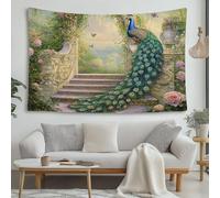 LCHMQ Animal cartoon paon Tapisserie Tenture MuraleTapisseries Jardin onirique Tapisserie Murale avec Art La Décorations pour la Maison 230x180cm