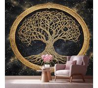 LCHMQ Fresque Murale Papier PeintArbre de vieTrompe l'oeil MuralCiel étoilé fantastiqueAdhésif Pour Chambre Papier Peint Nature 350x240cm