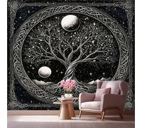 LCHMQ Fresque Murale Papier PeintArbre de vieTrompe l'oeil MuralCiel étoilé psychédéliqueAdhésif Pour Chambre Papier Peint Nature 350x240cm