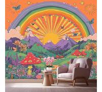 LCHMQ Fresque Murale Papier PeintArc-en-ciel animéTrompe l'oeil MuralChampignons psychédéliquesAdhésif Pour Chambre Papier Peint Nature 350x240cm