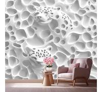 LCHMQ Fresque Murale Papier PeintMinimaliste JaguarTrompe l'oeil MuralAbstrait OrganiqueAdhésif Pour Chambre Papier Peint Nature 350x240cm