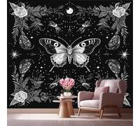LCHMQ Fresque Murale Papier PeintPapillon oniriqueTrompe l'oeil MuralCiel étoilé psychédéliqueAdhésif Pour Chambre Papier Peint Nature 350x240cm