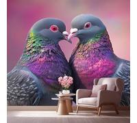 LCHMQ Fresque Murale Papier PeintPigeon animéTrompe l'oeil MuralTextures arc-en-cielAdhésif Pour Chambre Papier Peint Nature 350x240cm