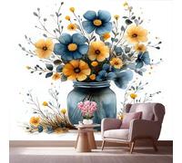 LCHMQ Fresque MuraleArtistique Bouquet de fleursPapier Peint PhotoCampagne VaseDécoration Murale Moderne Papier Peint 3d Panoramique 250x175cm