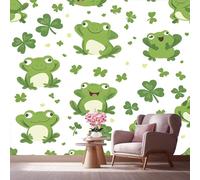 LCHMQ Fresque MuraleGrenouille espièglePapier Peint PhotoTrèfle de dessin animéDécoration Murale Moderne Papier Peint 3d Panoramique 250x175cm