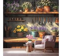 LCHMQ Fresque MuraleRustique CuisinePapier Peint PhotoCampagne HerbesDécoration Murale Moderne Papier Peint 3d Panoramique 250x175cm