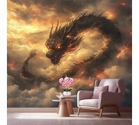 LCHMQ Mural WallpaperChinese DragonWallpaper Mural RemovableMagical CloudsPoster Print 3D Effect Decoration for Bedroom 300x210cm