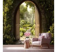 LCHMQ Papier Peint Mural PanoramiqueJardin EnchantéPapier Peint IntisséPortail ArcDécoration Salon Moderne Fresque D Mural 300x210cm