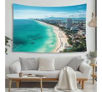 LCHMQ Plage thaïlandaise Tapisserie Tenture MuraleTapisseries Eau de mer naturelle Tapisserie Murale avec Art La Décorations pour la Maison 230x180cm