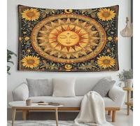 LCHMQ Soleil de mandragore Tapisserie Fleurs psychédéliques Tenture Murale Tapisserie Murale Tissu Pour Chambre Salon Dortoir Décoration Murale Plage Couverture 200x150cm