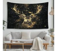 LCHMQ Tête de cerf abstraite Tapisserie Ciel étoilé psychédélique Décorations Murales Tapisserie pour Décoration de Dortoir de Chambre à Coucher 150x130cm