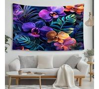 LCHMQ Tropical Orchidées Tapisserie Exotique Feuillage Décorations Murales Tapisserie pour Décoration de Dortoir de Chambre à Coucher 150x130cm