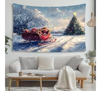 LCHMQ Voyage Pittoresque en Traîneau Tapisserie Paysage Enneigé Rustique Tenture Murale Tapisserie Murale Tissu Pour Chambre Salon Dortoir Décoration Murale Plage Couverture 200x150cm