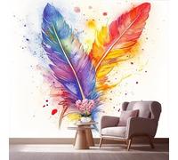 LCHMQ Wall MuralAbstract FeathersPhoto Wallpaper ModernMinimalist WatercolourCovering Home Office Decor Art Print 250x175cm