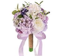 LCiclly Bouquets de Mariage Violets Lavande pour mariée, Demoiselle d'honneur, Lilas, Fleurs artificielles en Soie pour Mariage, bohème, français, Vintage, Rustique, décoration d'église, Bouquet à