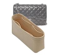 Lckaey - Organiseur de sac à main en feutre de qualité supérieure pour sac à main classique à rabat de 2009 petite taille - Sans fermeture éclair - Beige - Taille mini