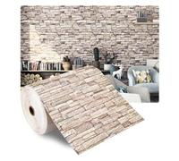 LCKKJHG Autocollant Mural 3d ImperméAble 70cmx1/5/10m 3D Papier Peint Décoration Auto-adhésif Antique Mousse Brique Salon Chambre Étanche Sticker Mural pour le Salon(Light yellow,70cmX5m)