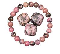 LCKKJHG Bracelet En Cristal Bracelet de perles en pierre d'obsidienne dorée for hommes et femmes, lumière dorée arc-en-ciel, pierre brute, perle ronde, bijoux énergétiques(17cm,6MM BEADS_1 RHODONITE)