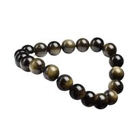 LCKKJHG Bracelet En Cristal Bracelet de perles en pierre d'obsidienne dorée for hommes et femmes, lumière dorée arc-en-ciel, pierre brute, perle ronde, bijoux énergétiques(21cm,8MM BEADS_33 KUNSITE)