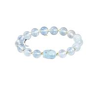 LCKKJHG Bracelet En Cristal Bracelet en pierre de lune grise améthyste sculptée for femme, perle de Pixiu, luxe, porte-bonheur, extensible, fait à la main(Aquamarine)