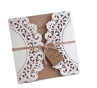 LCKKJHG Carte Invitation Mariage Cartes D'invitation De Mariage Découpées Au Laser, 10/20/50 Pièces, Vintage, Décor Réception, Kits Vœux, Fournitures Fête For Événements pour les Fêtes(50pcs)