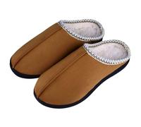 LCKKJHG chaussons homme Pantoufles d'hiver en coton for hommes, pantoufles moelleuses et pelucheuses for, mousse à mémoire de forme, d'extérieur antidérapantes plates(Brown2,44-45)
