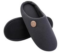 LCKKJHG chaussons homme Pantoufles d'hiver en coton for hommes, pantoufles moelleuses et pelucheuses for, mousse à mémoire de forme, d'extérieur antidérapantes plates(Dark grey,42-43)